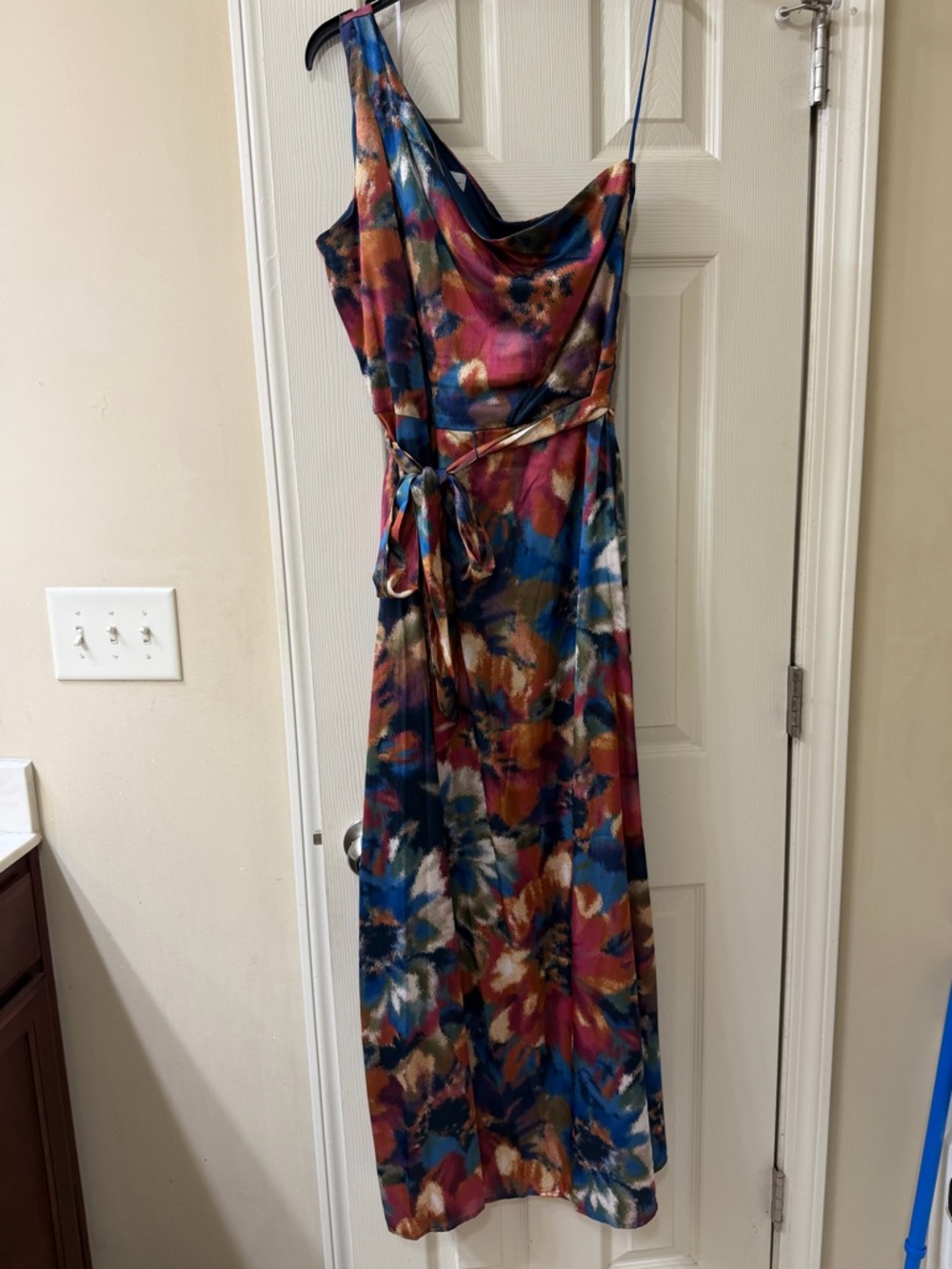 Nicole Miller One-Shoulder Floral Maxi Dress